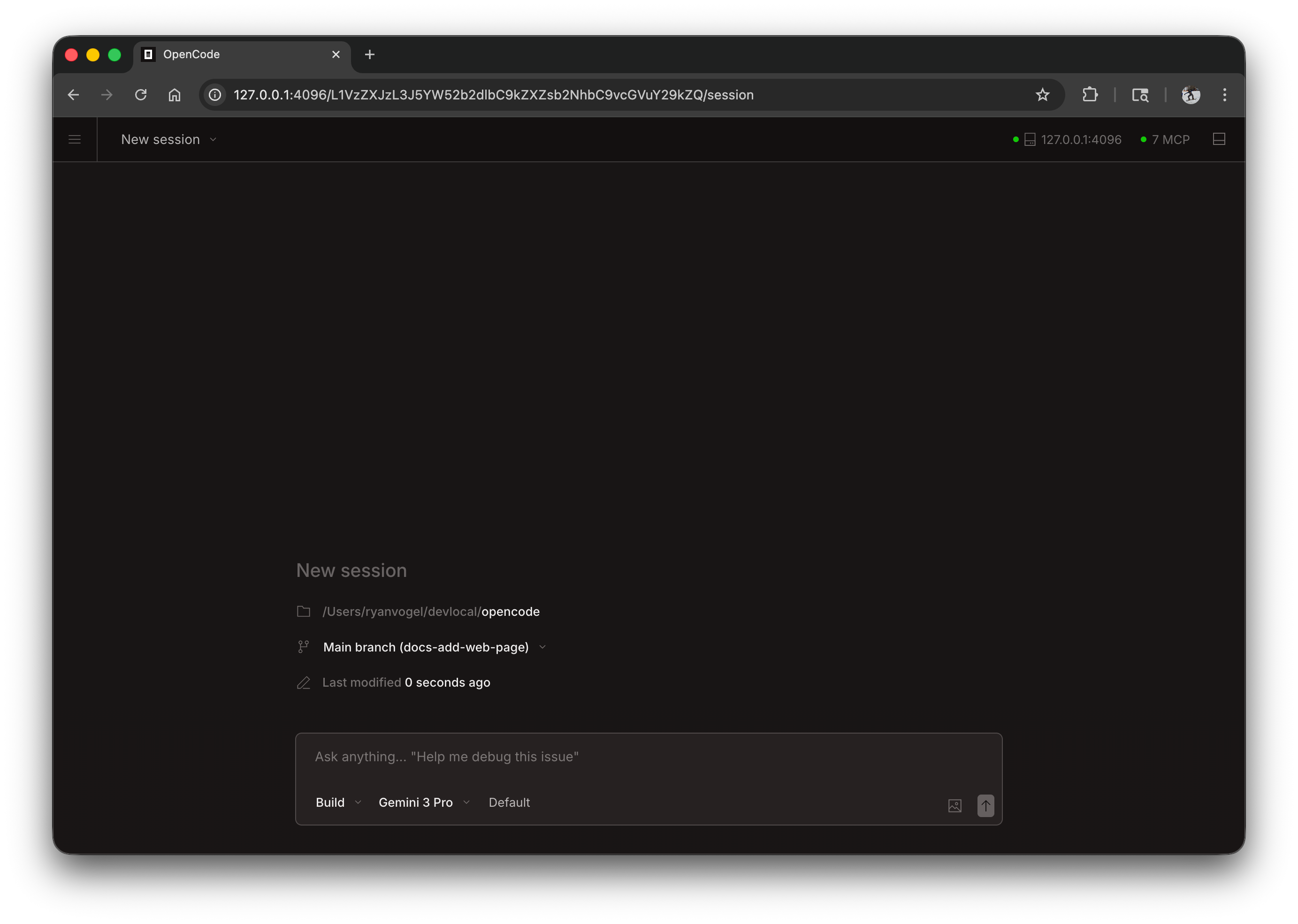 OpenCode Web - New Session